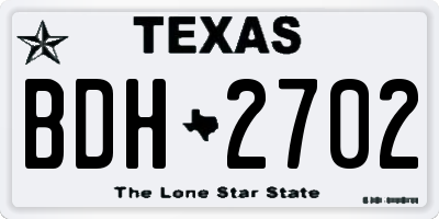 TX license plate BDH2702