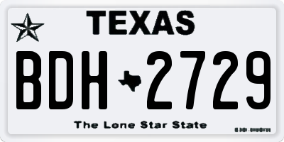 TX license plate BDH2729