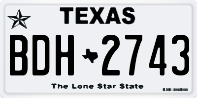 TX license plate BDH2743