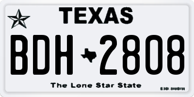 TX license plate BDH2808