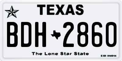 TX license plate BDH2860