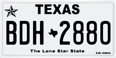 TX license plate BDH2880