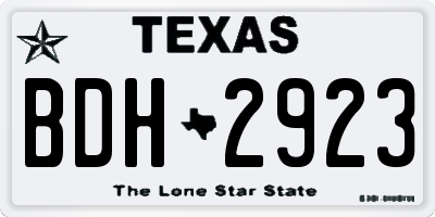 TX license plate BDH2923