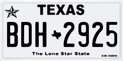 TX license plate BDH2925