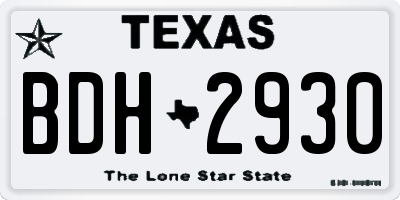 TX license plate BDH2930