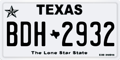 TX license plate BDH2932