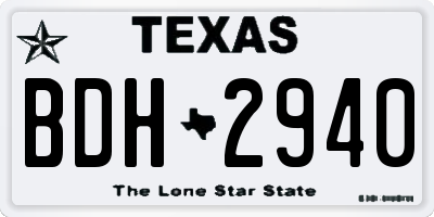 TX license plate BDH2940