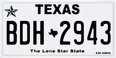 TX license plate BDH2943