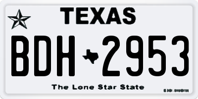 TX license plate BDH2953
