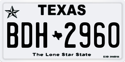 TX license plate BDH2960