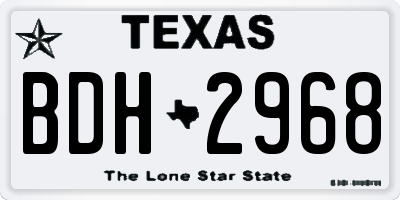 TX license plate BDH2968