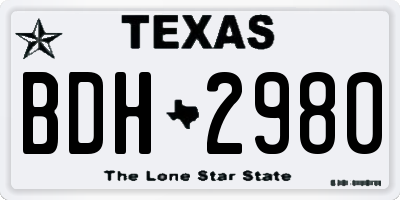TX license plate BDH2980
