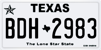 TX license plate BDH2983