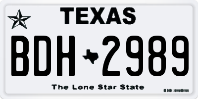 TX license plate BDH2989