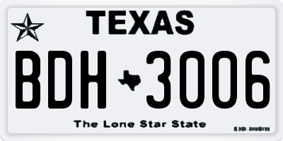 TX license plate BDH3006