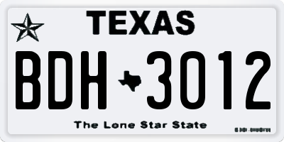 TX license plate BDH3012