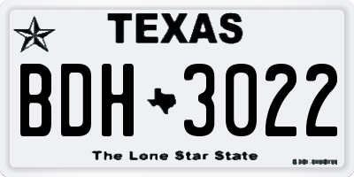 TX license plate BDH3022