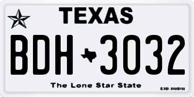 TX license plate BDH3032