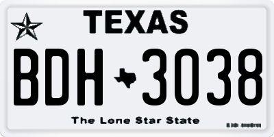 TX license plate BDH3038