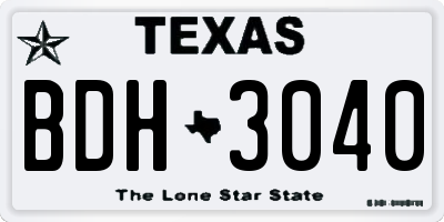 TX license plate BDH3040