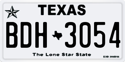 TX license plate BDH3054