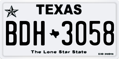 TX license plate BDH3058