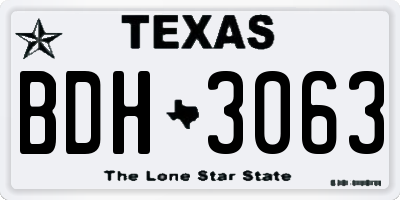 TX license plate BDH3063