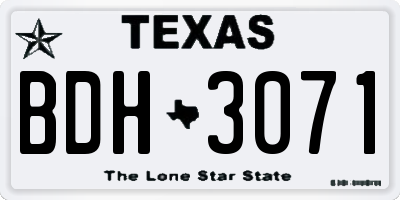 TX license plate BDH3071