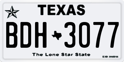 TX license plate BDH3077