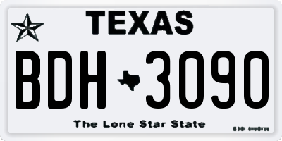 TX license plate BDH3090