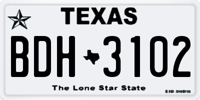 TX license plate BDH3102