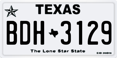 TX license plate BDH3129