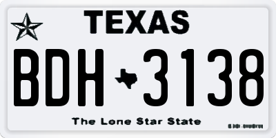 TX license plate BDH3138