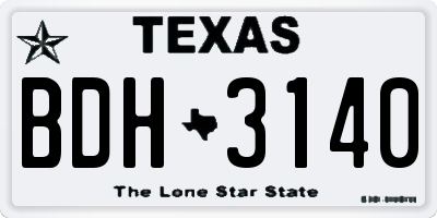 TX license plate BDH3140