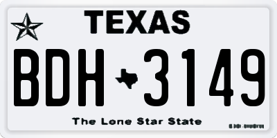 TX license plate BDH3149