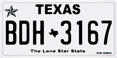 TX license plate BDH3167