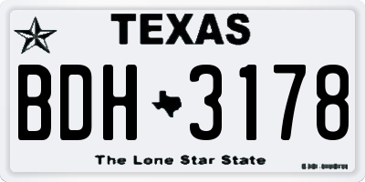 TX license plate BDH3178