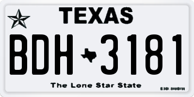 TX license plate BDH3181