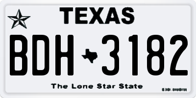 TX license plate BDH3182