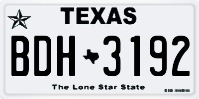 TX license plate BDH3192