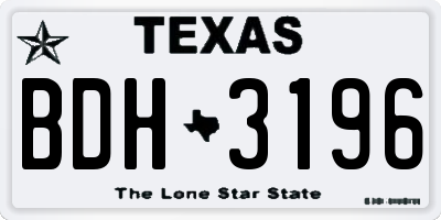 TX license plate BDH3196