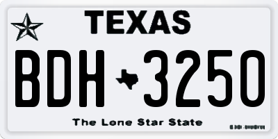 TX license plate BDH3250