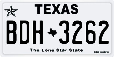 TX license plate BDH3262