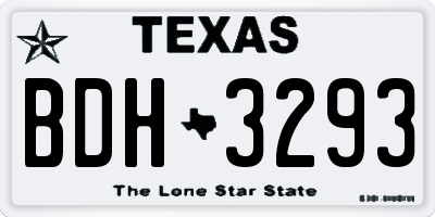 TX license plate BDH3293