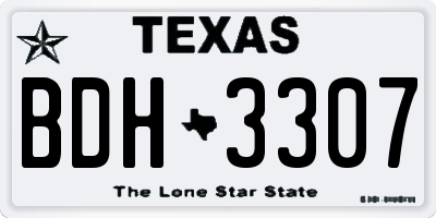TX license plate BDH3307
