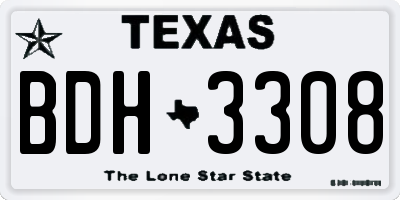 TX license plate BDH3308