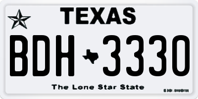 TX license plate BDH3330