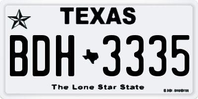 TX license plate BDH3335