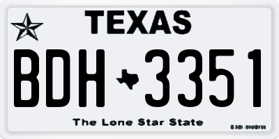 TX license plate BDH3351