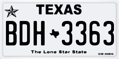 TX license plate BDH3363